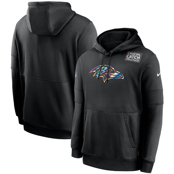 Men's Baltimore Ravens Black NFL 2020 Crucial Catch Sideline Performance Pullover Hoodie Men's Baltimore Ravens Black NFL 2020 Crucial Catch Sideline Performance Pullover Hoodie